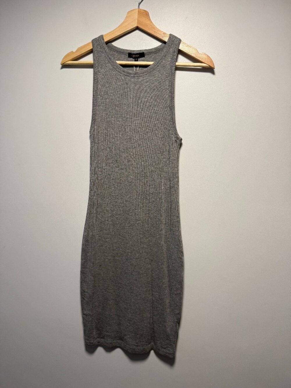 Quince Tencel Rib Knit Sleeveless Mini Dress Heather Grey Small NWT - Picture 2 of 6